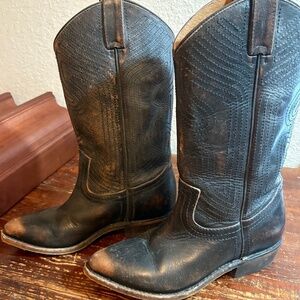 FRYE Women's Billy Pull On Western Boot, Size 7, Rubbed Black